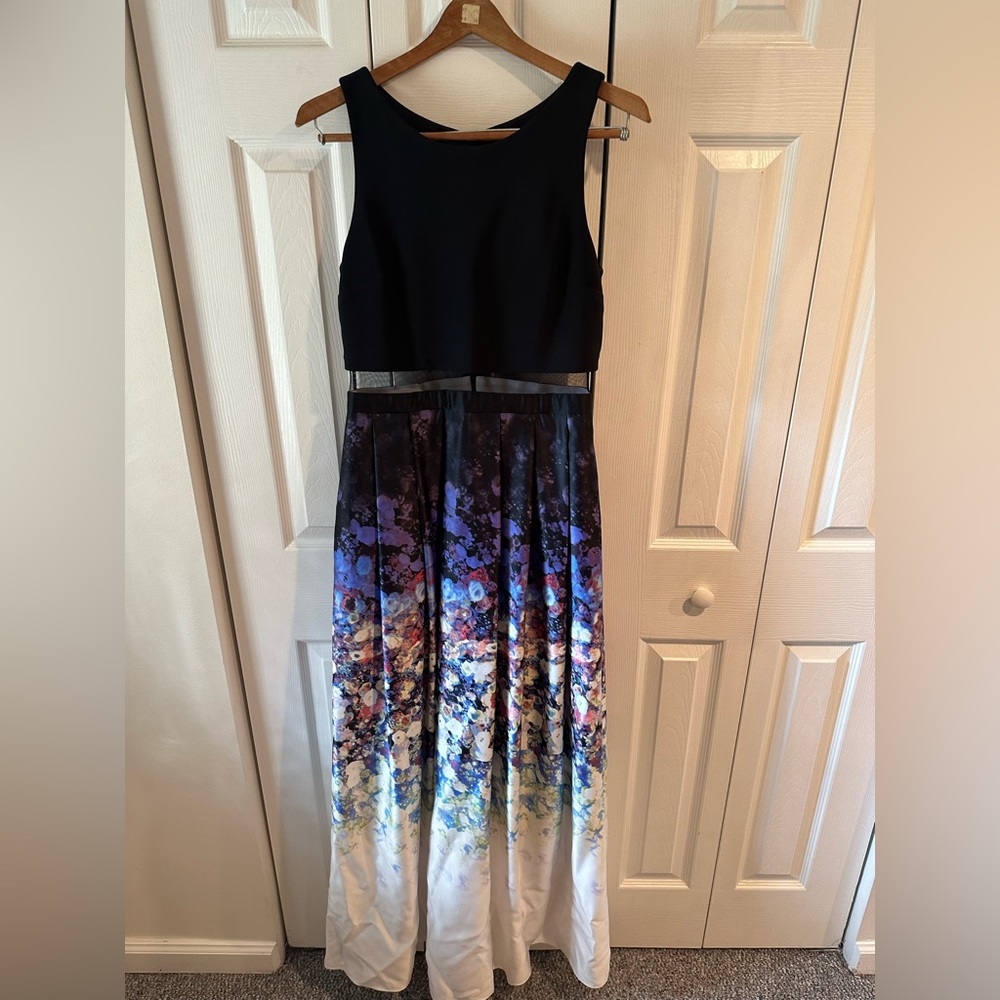 Illusion Floral Pattern Dress Perfect for a formal occasion